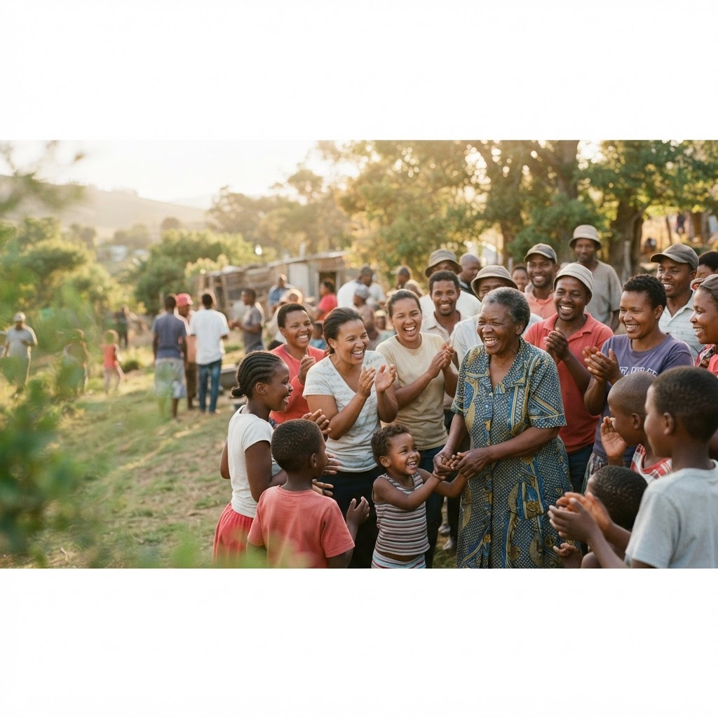 Community members gathered together outdoors